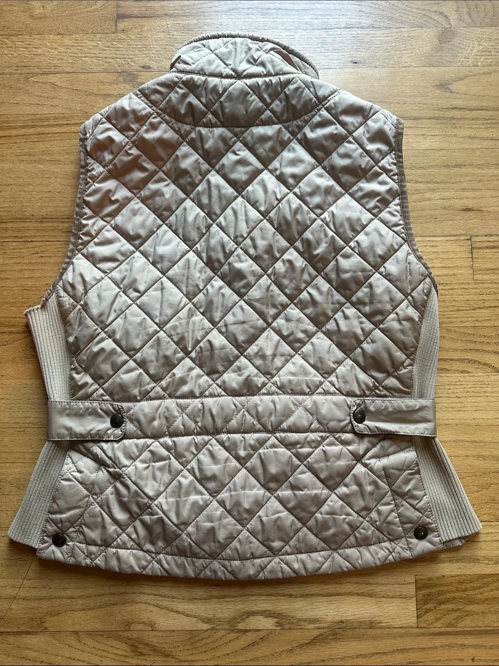XL Beige Quilted Sleeveless Ralph Lauren Vest with Embroidered Crest